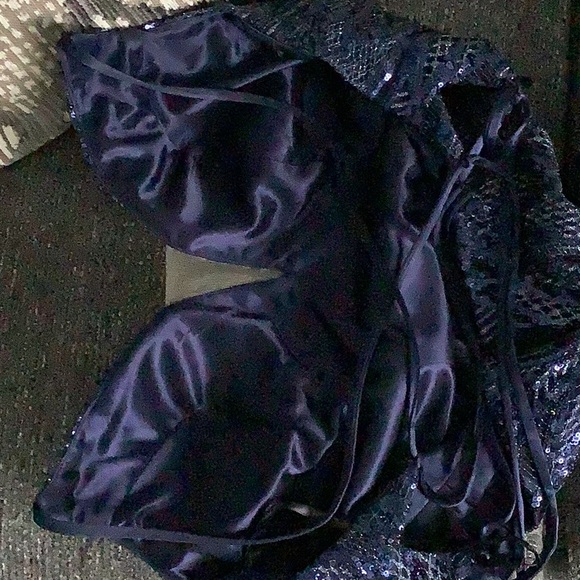 SPLASH Navy Blue Sequins Prom Formal Dress Size 8 - Picture 9 of 11